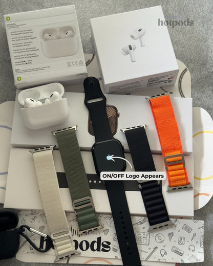 Hotpods Series 10 Edge Smart Watch & Hotpods Pro 2nd Gen ANC GPS Wireless Earbuds Combo