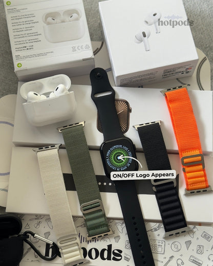 Hotpods Series 10 Edge Smart Watch & Hotpods Pro 2nd Gen ANC GPS Wireless Earbuds Combo