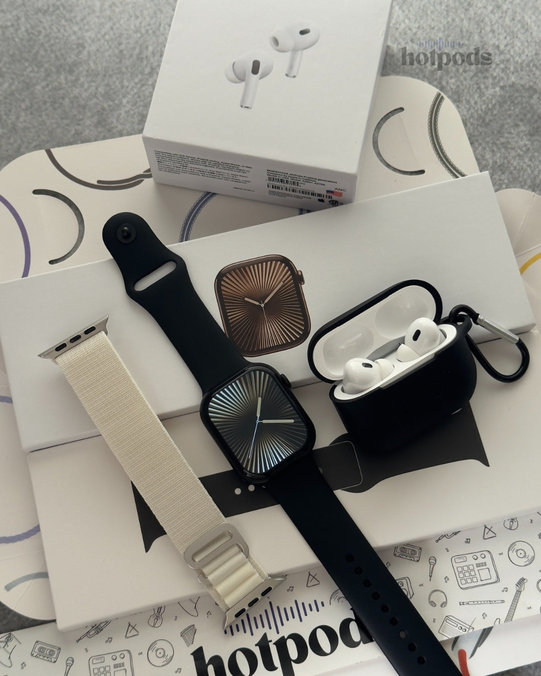 Hotpods Series 10 Edge Smart Watch & Hotpods Pro 2nd Gen ANC GPS Wireless Earbuds Combo