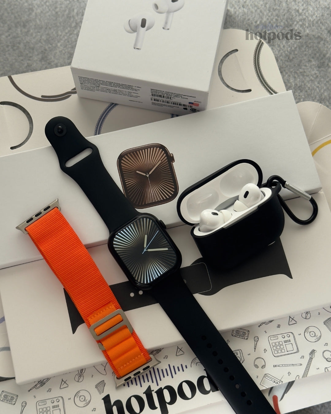 Hotpods Series 10 Edge Smart Watch & Hotpods Pro 2nd Gen ANC GPS Wireless Earbuds Combo