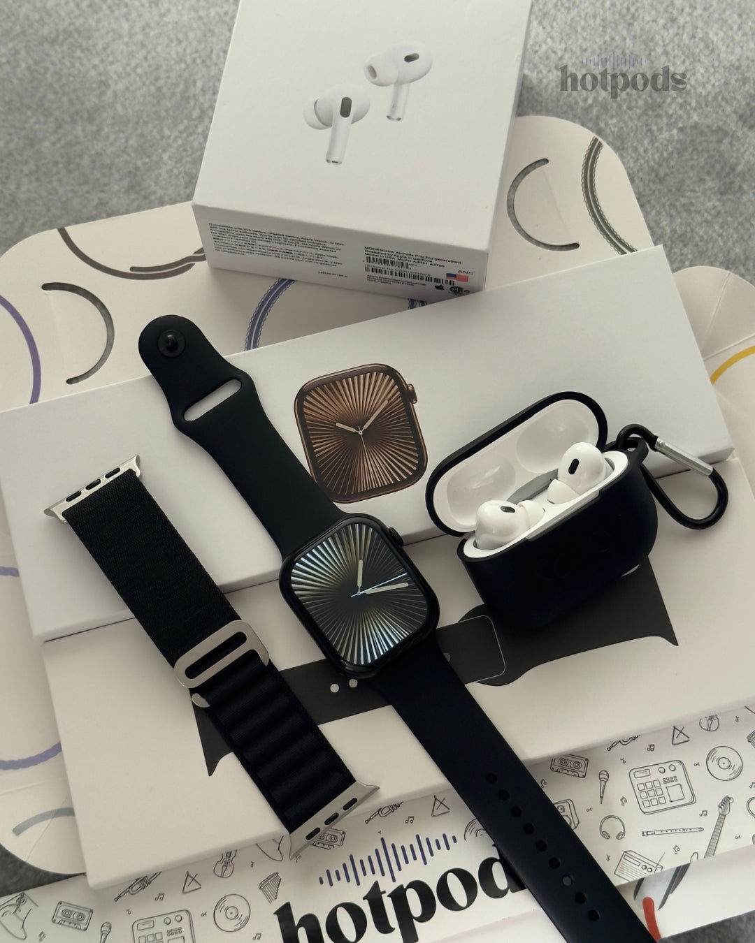 Hotpods Series 10 Edge Smart Watch & Hotpods Pro 2nd Gen ANC GPS Wireless Earbuds Combo